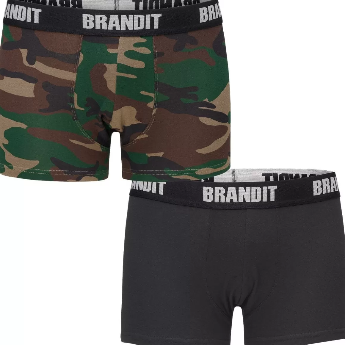 Helikon Base Layers>Brandit Boxer Shorts Logo 2 Pack Woodland / Black