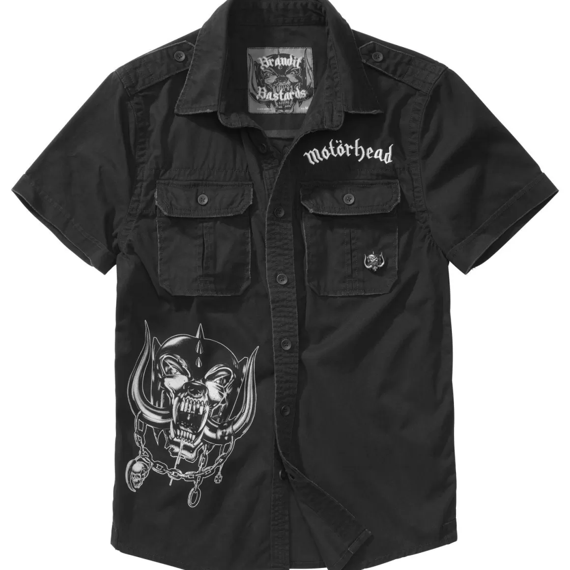 Helikon Shirts>Brandit Motorhead Vintage Shirt 1/2 Sleeve Black