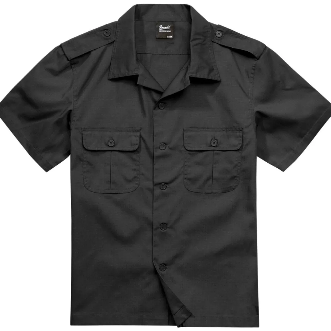 Pentagon Shirts>Brandit Us Shirt Ripstop Short Sleeve Black