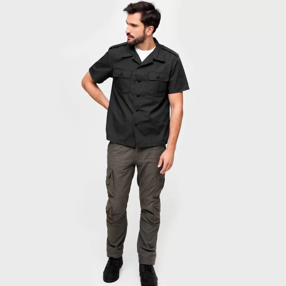 Pentagon Shirts>Brandit Us Shirt Ripstop Short Sleeve Black
