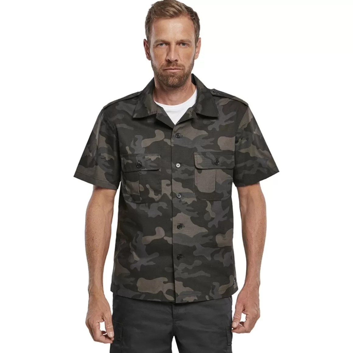 Pentagon Shirts>Brandit Us Shirt Ripstop Short Sleeve Dark Camo
