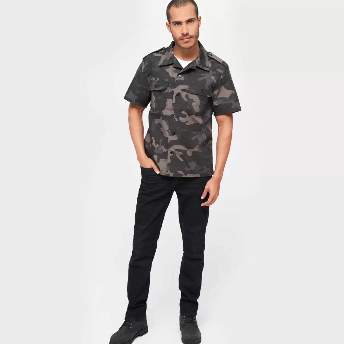 Pentagon Shirts>Brandit Us Shirt Ripstop Short Sleeve Dark Camo