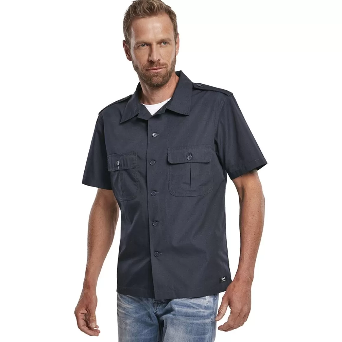 Flyye Industries Shirts>Brandit Us Shirt Ripstop Short Sleeve Navy