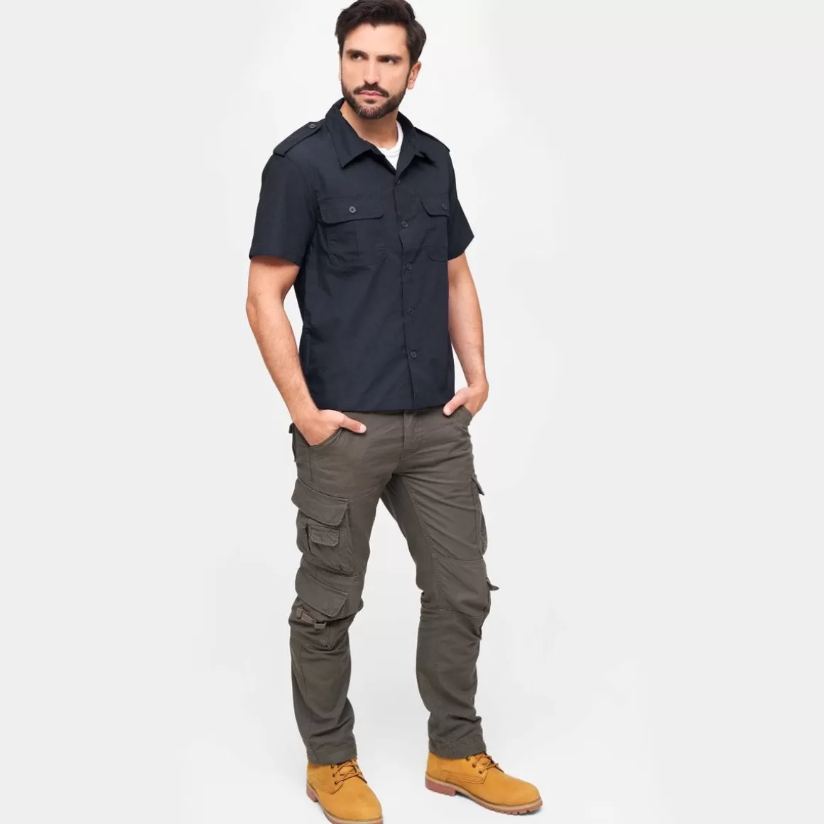 Flyye Industries Shirts>Brandit Us Shirt Ripstop Short Sleeve Navy