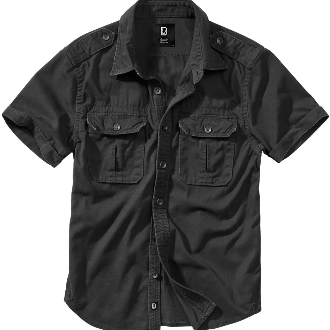 Flyye Industries Shirts>Brandit Vintage Shirt Short Sleeve Black