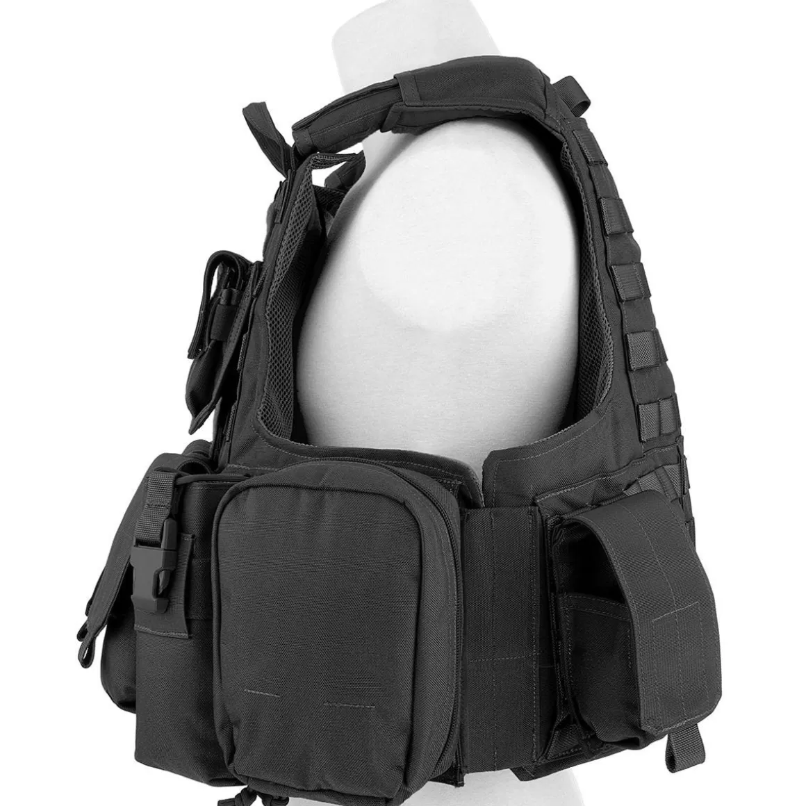 Flyye Industries Vests>Flyye Force Recon Vest With Pouch Set Ver. Mar Black