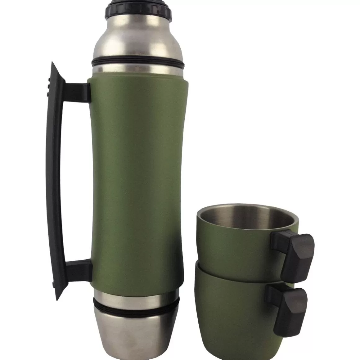 Fox Outdoor Water & Hydration> Vaccum Thermos Bottle 0.7L Handle Stainless Steel Od Green