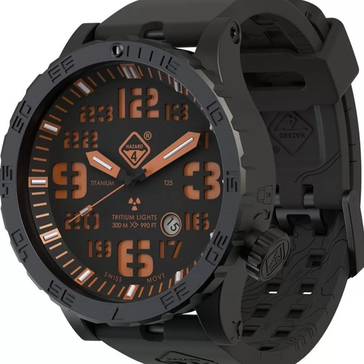 Hazard 4 Watches> Heavy Water Diver Titanium Tritium Watch Agent Orange Yellow/Green
