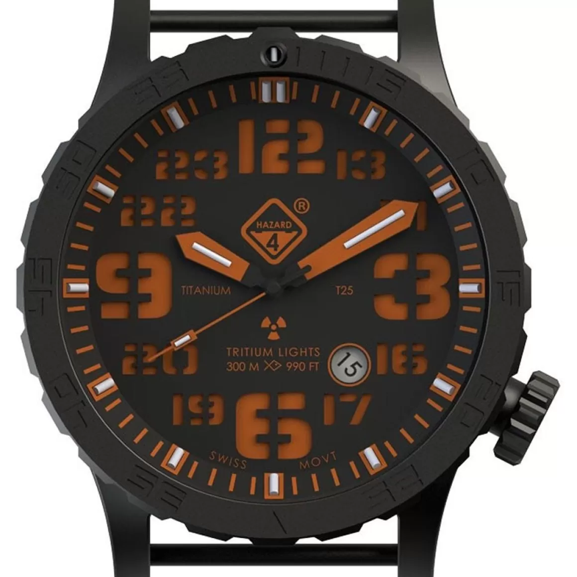 Hazard 4 Watches> Heavy Water Diver Titanium Tritium Watch Agent Orange Yellow/Green
