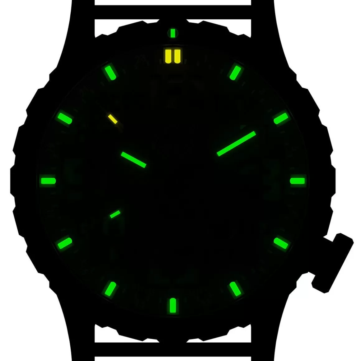 Hazard 4 Watches> Heavy Water Diver Titanium Tritium Watch Arid Brown Gmt Green/Yellow