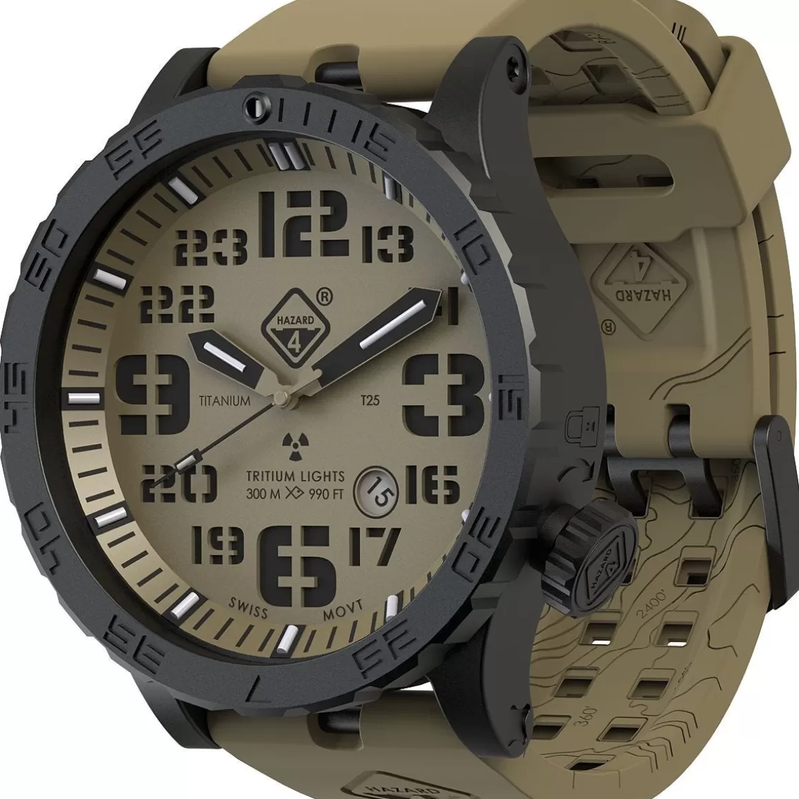 Hazard 4 Watches> Heavy Water Diver Titanium Tritium Watch Arid Green/Yellow