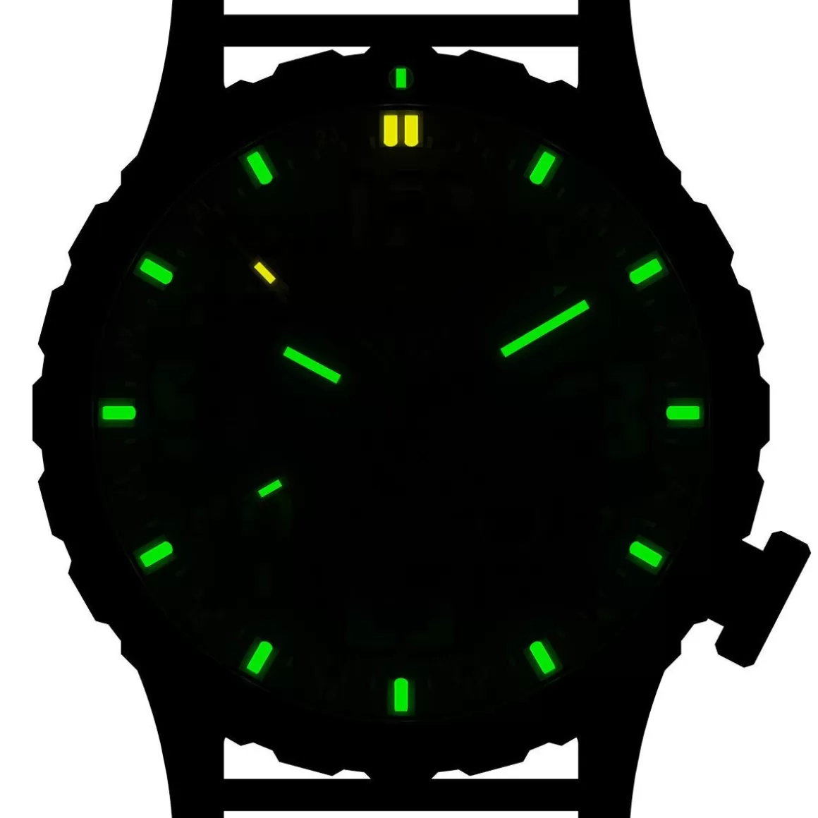 Hazard 4 Watches> Heavy Water Diver Titanium Tritium Watch Blackout Green/Yellow