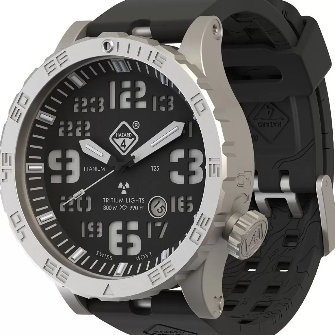 Hazard 4 Watches> Heavy Water Diver Titanium Tritium Watch Blacktie Green/Yellow