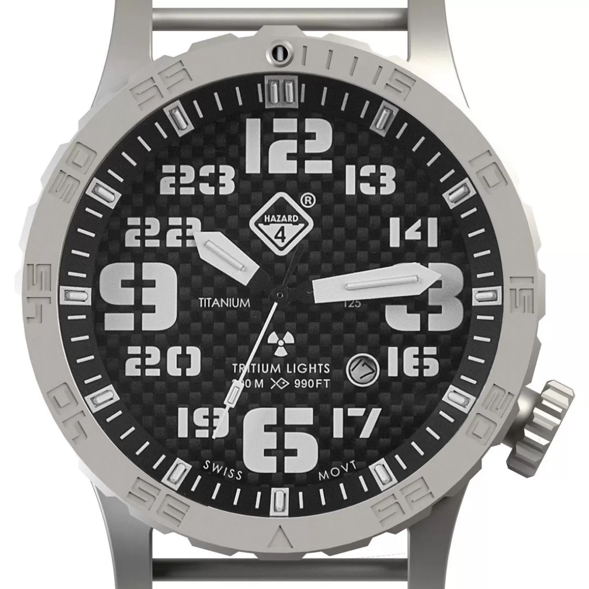 Hazard 4 Watches> Heavy Water Diver Titanium Tritium Watch Carbon Blue/Red