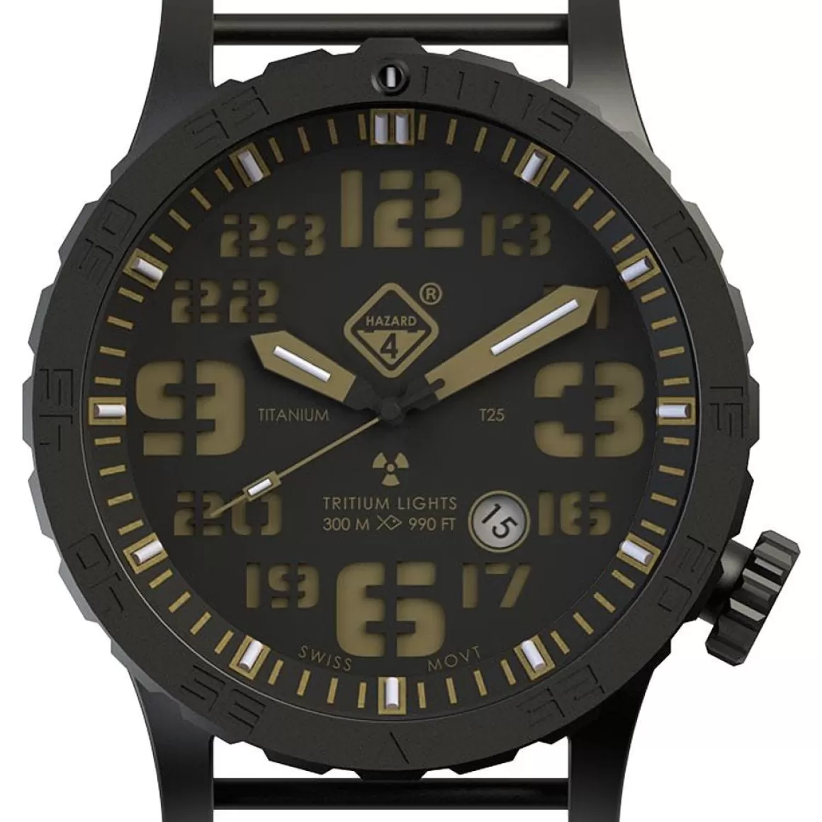 Hazard 4 Watches> Heavy Water Diver Titanium Tritium Watch Cavern Green/Yellow