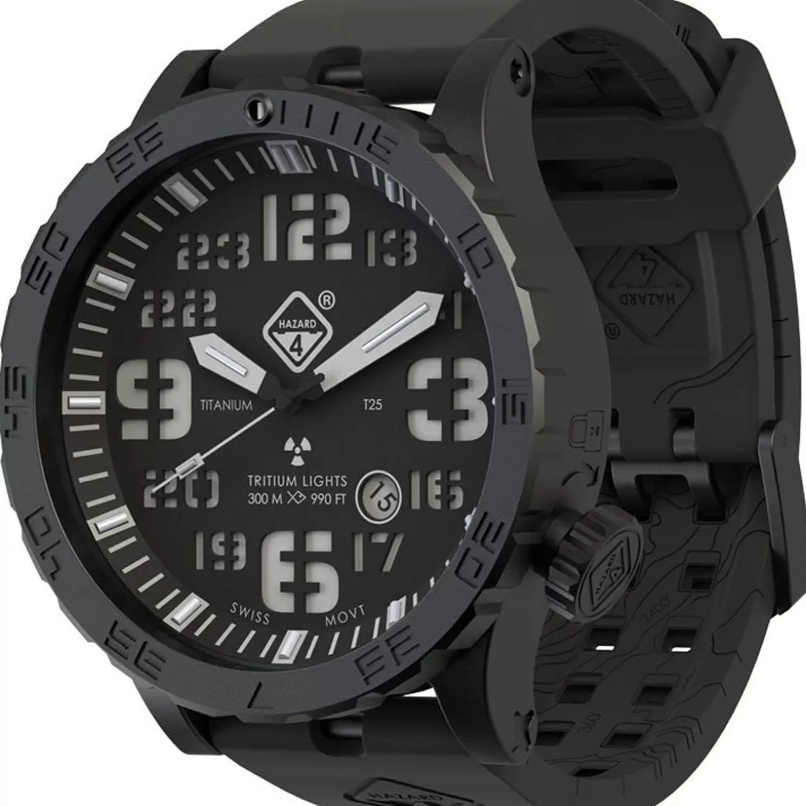 Hazard 4 Watches> Heavy Water Diver Titanium Tritium Watch Nightwatch Green/Yellow