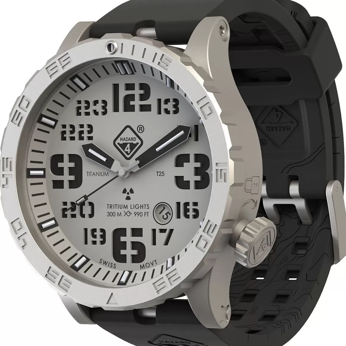 Hazard 4 Watches> Heavy Water Diver Titanium Tritium Watch Snowfield Green/Yellow