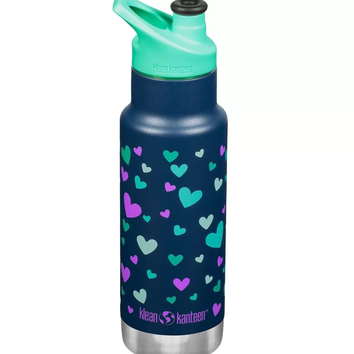Klean Kanteen Water & Hydration> Kid Kanteen 355Ml Classic Insulated Bottle Sport Cap Navy Hearts