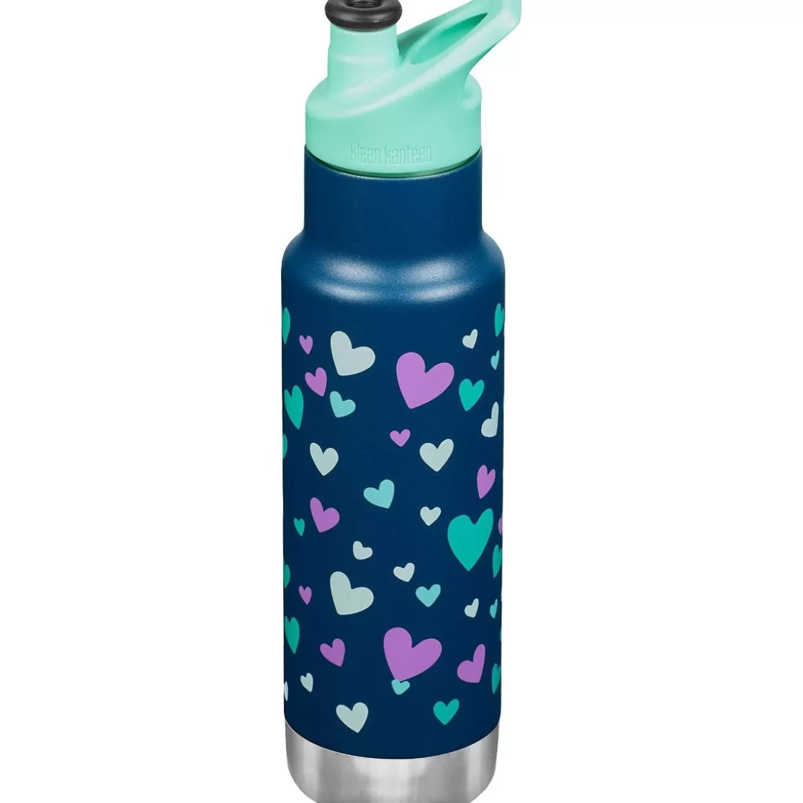 Klean Kanteen Water & Hydration> Kid Kanteen 355Ml Classic Insulated Bottle Sport Cap Navy Hearts