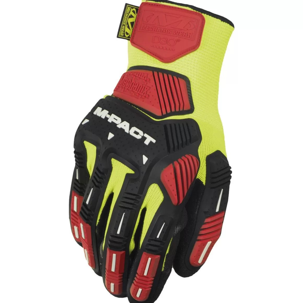 Mechanix Wear Gloves> The Safety M-Pact Knit Cr3A3 Gloves Hi-Viz Yellow