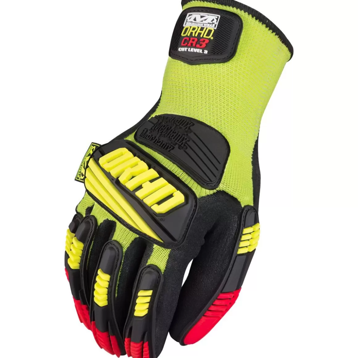 Mechanix Wear Gloves> The Safety M-Pact Orhd Knit Cr3 Gloves Hi-Viz Yellow