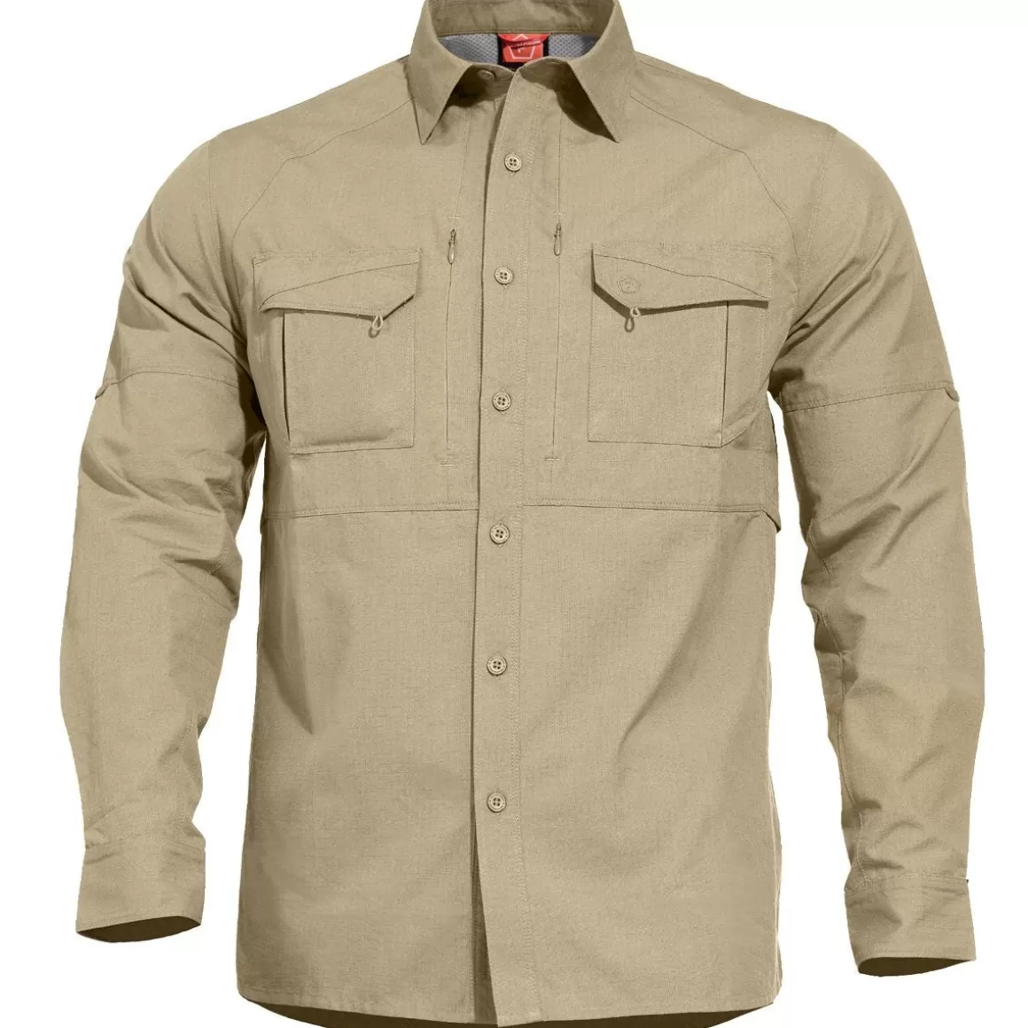 Helikon Shirts>Pentagon Chase Tactical Shirt Khaki