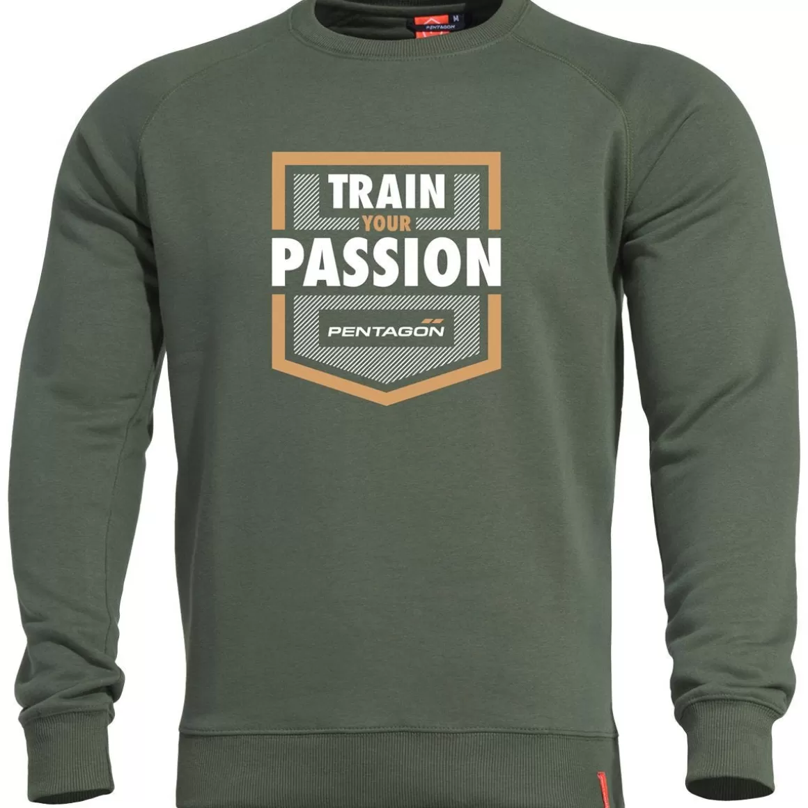 Pentagon Sweatshirts> Hawk Sweater Train Your Passion Camo Green