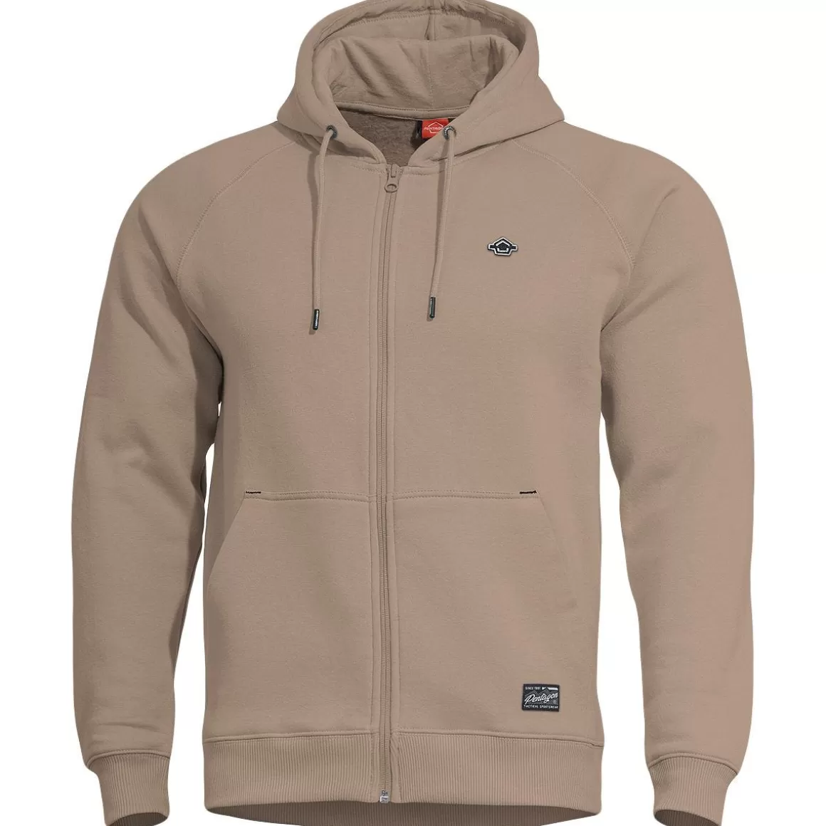 Highlander Sweatshirts>Pentagon Phaeton Zipped Hoodie Tan Brown