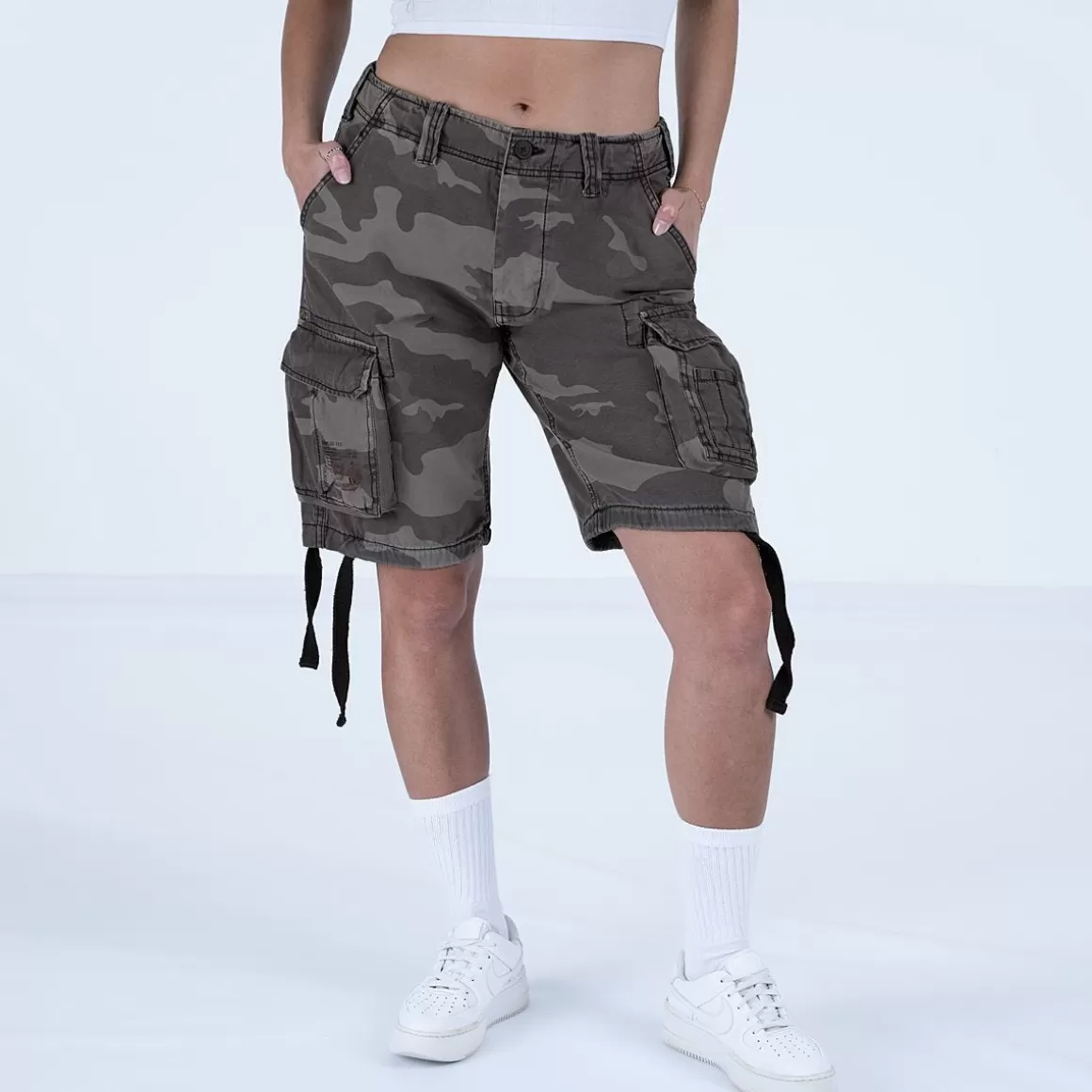 Helikon Shorts>Surplus Ladies Airborne Vintage Shorts Washed Black Camo