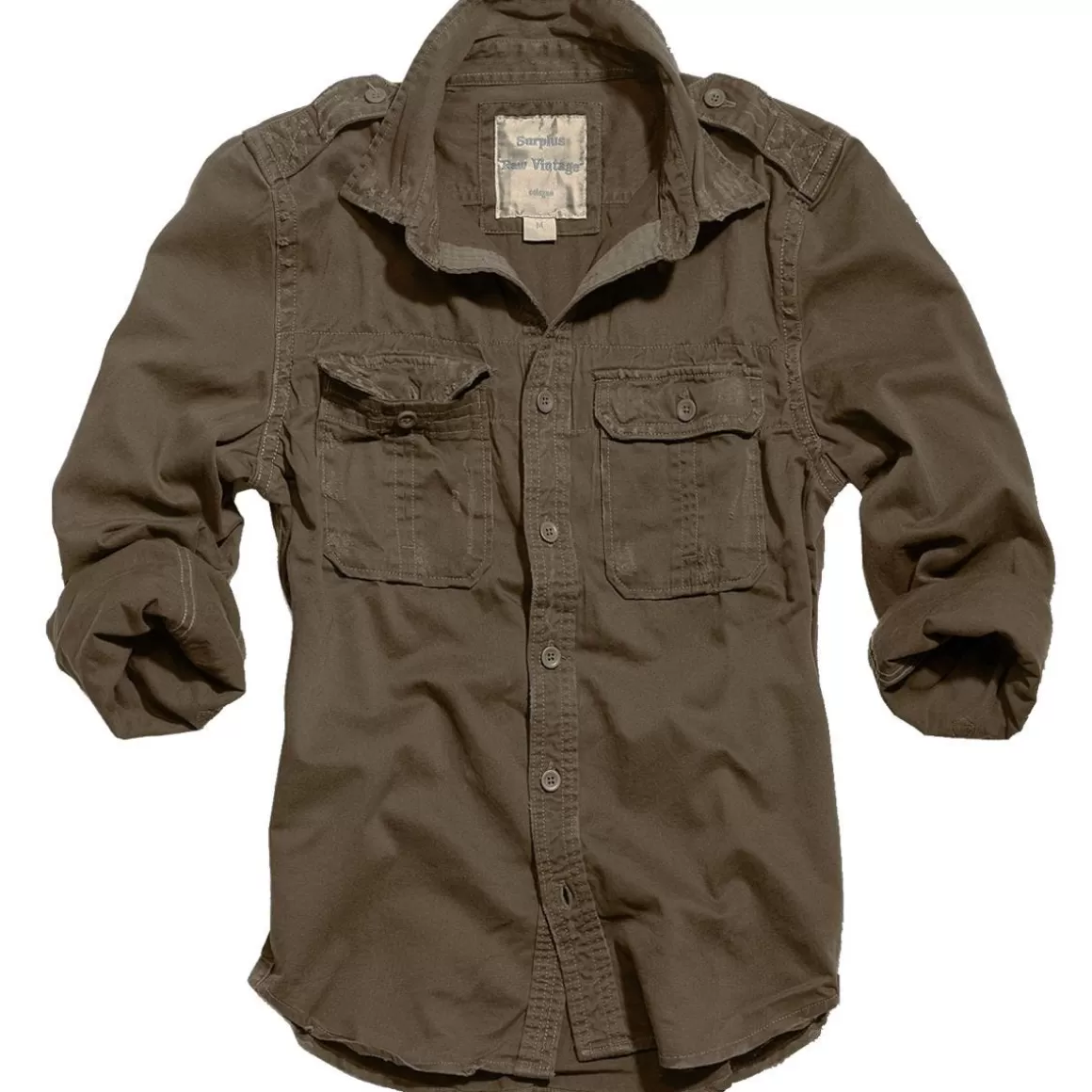 Helikon Shirts>Surplus Raw Vintage Long Sleeve Shirt Brown