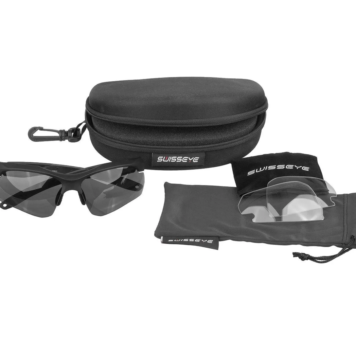 Swiss Eye Ballistic Glasses> Skyray Sunglasses - Smoke + Clear Lens / Black Rubber Frame