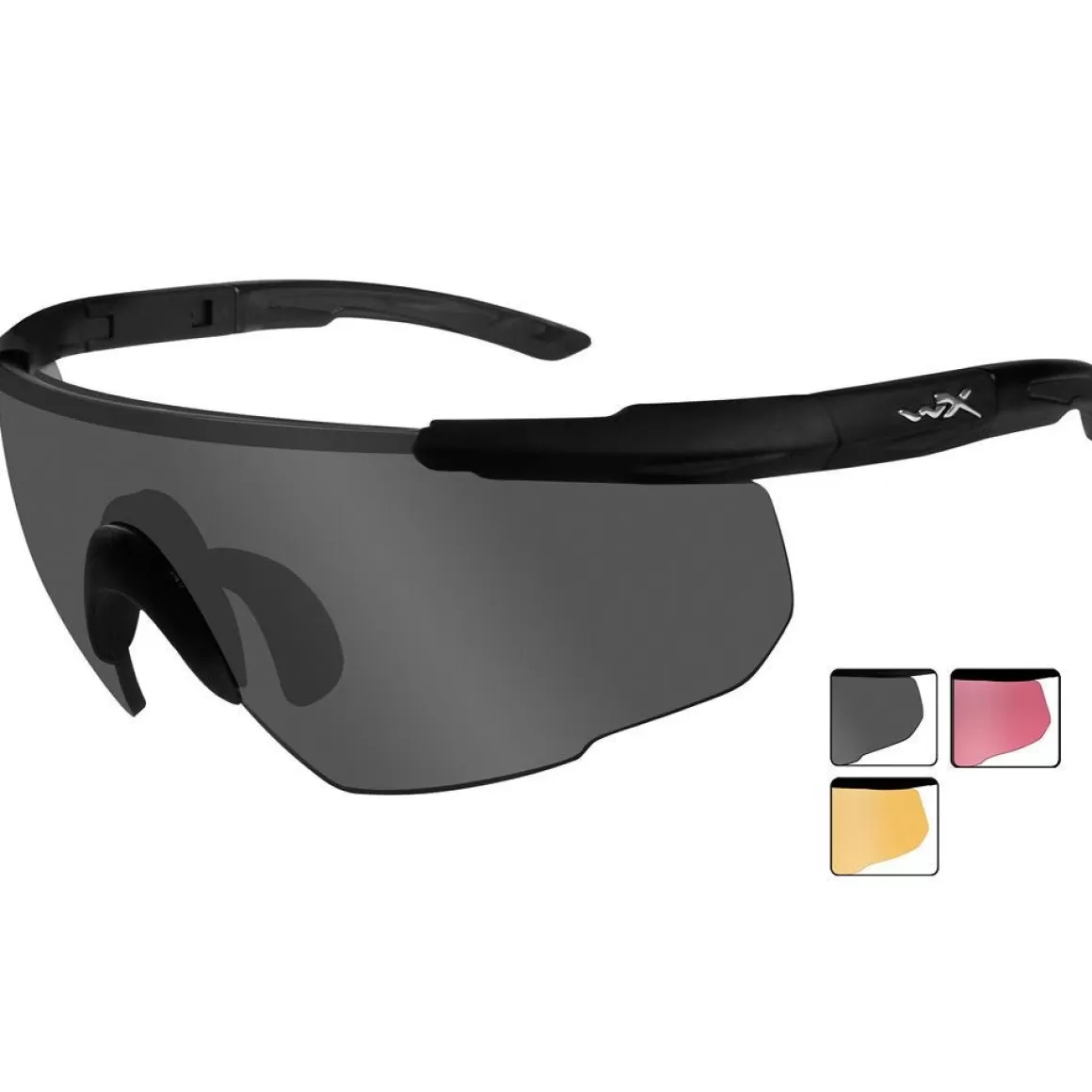 Wiley X Ballistic Glasses> Saber Advanced - Smoke Grey + Light Rust + Vermillion Lens / Matte Black