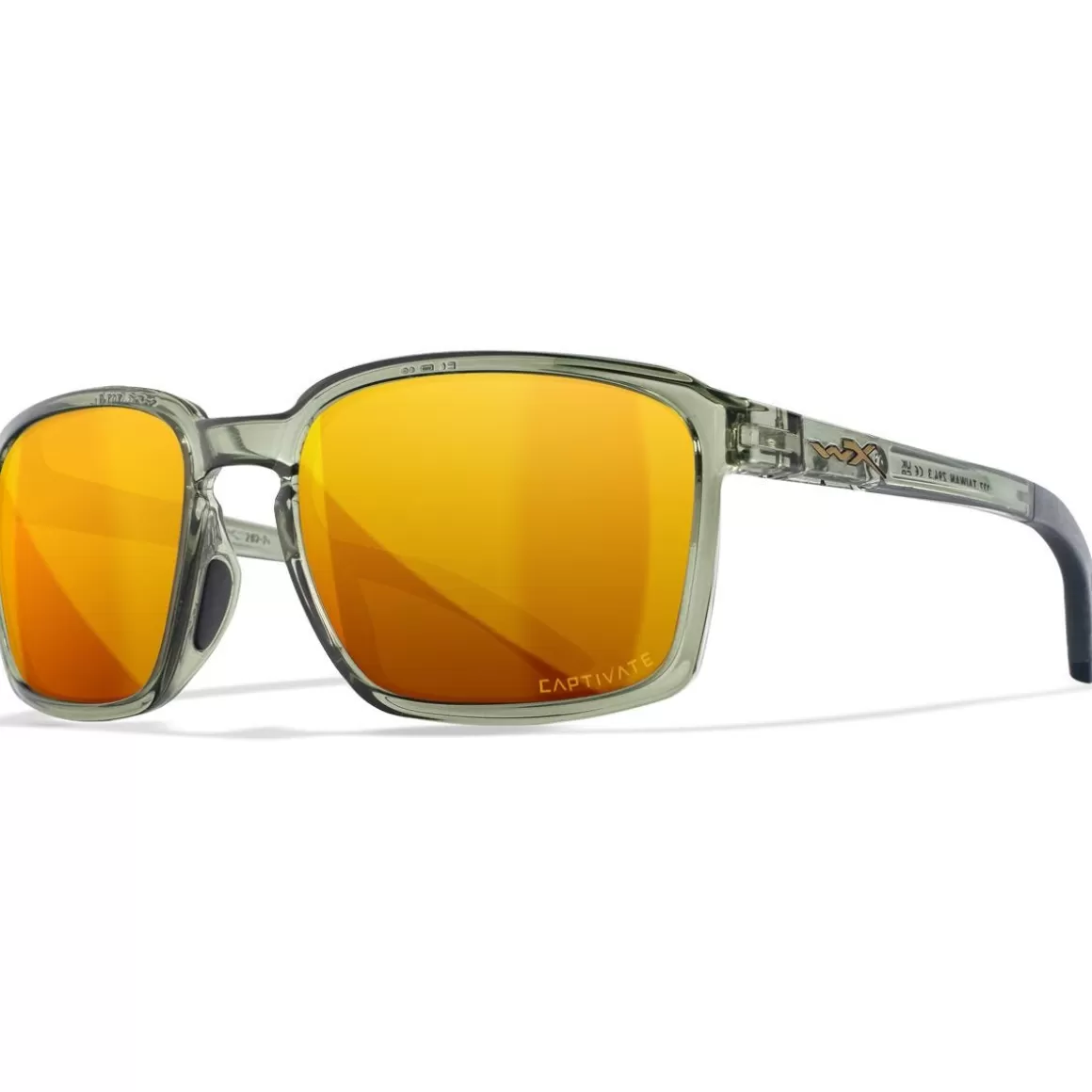 Wiley X Glasses> Wx Alfa Glasses - Captivate Polarized Bronze Mirror Lenses / Gloss Crystal Light Olive/Grey