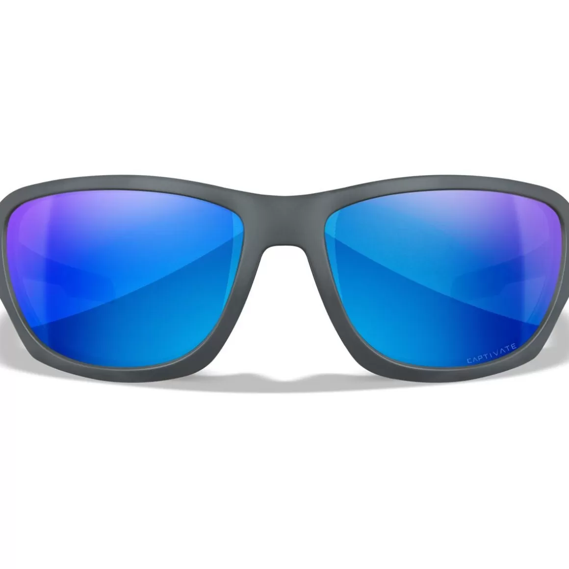 Wiley X Glasses> Wx Climb Glasses - Captivate Polarized Blue Mirror Lenses / Matte Grey Frame