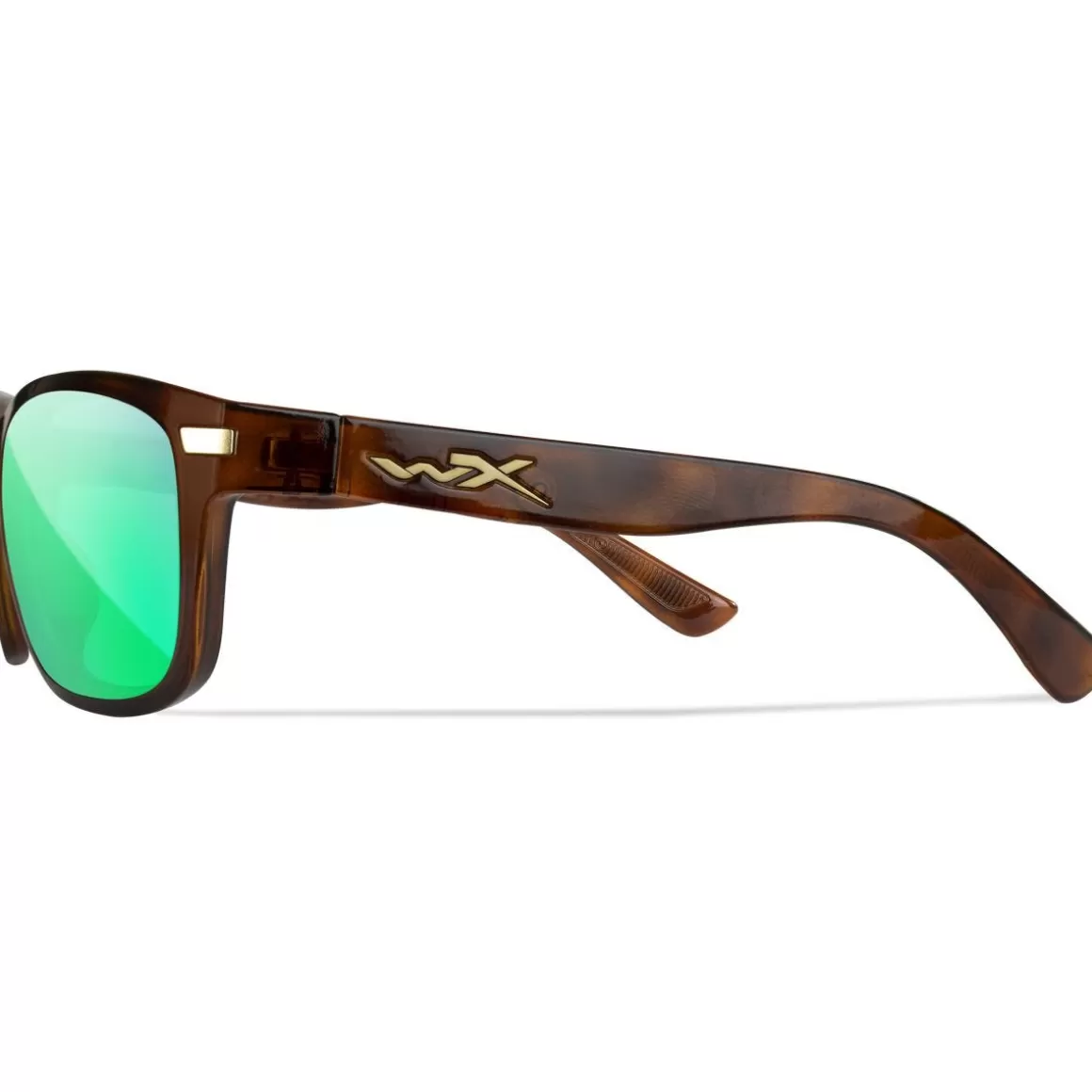 Wiley X Glasses> Wx Helix Glasses - Captivate Polarized Green Mirror Lenses / Gloss Demi Brown Frame