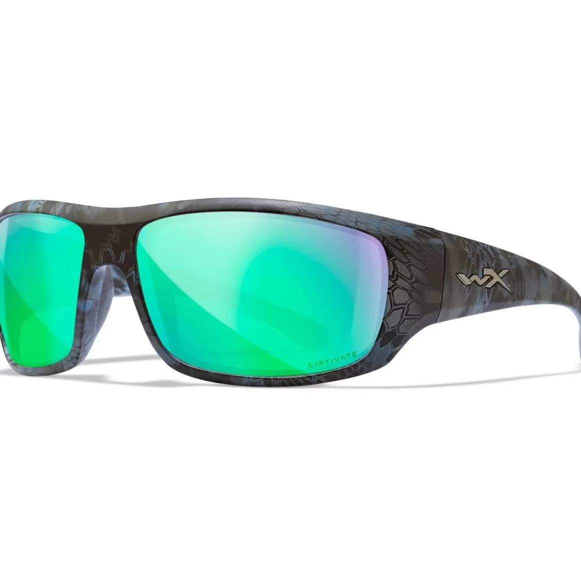 Wiley X Glasses> Wx Omega Glasses - Captivate Polarized Green Mirror Lens / Kryptek Neptune Frame