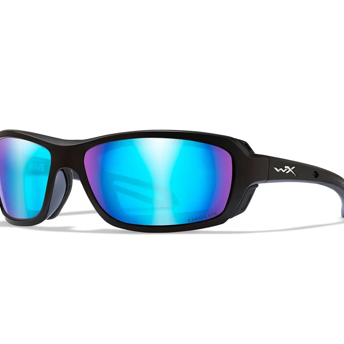 Wiley X Ballistic Glasses> Wx Wave Glasses - Captivate Polarized Blue Mirror Lens / Matte Black Frame
